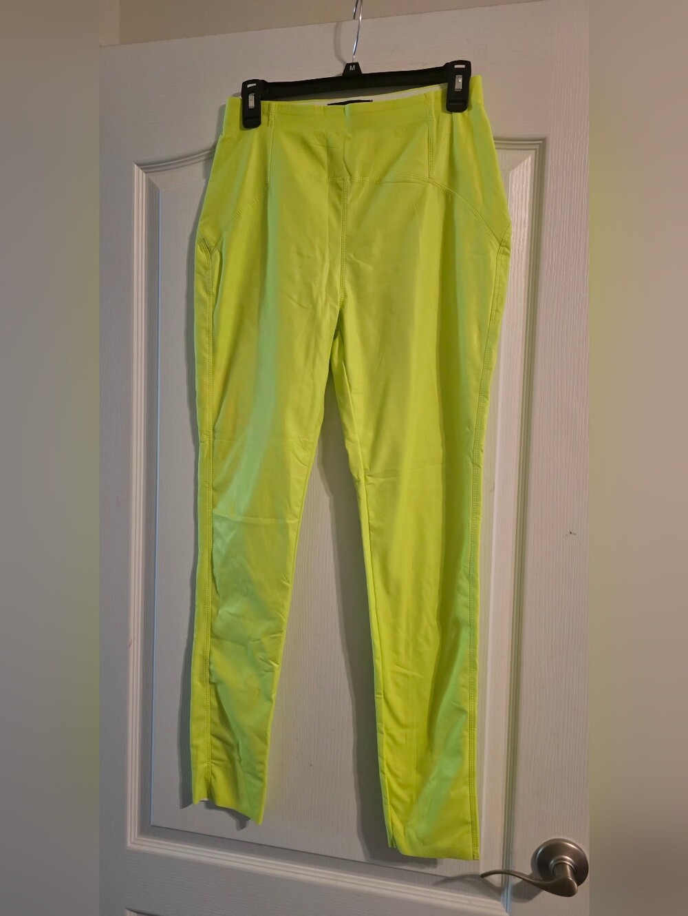 AKIRA Faux Leather Citrus Lime Neon  Yellow High Waist Leggings SZ XL